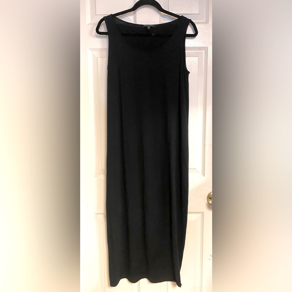 Eileen Fisher Black Sleeveless Jersey Stretch Maxi Dress Sz S-Oversizedfits M, L